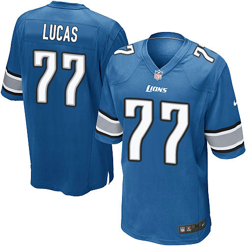 Men's Game Cornelius Lucas Nike Jersey Light Blue Home - #77 NFL Detroit Lions